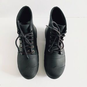 HUNTER Black Rubber Lace-Up Rain Boots